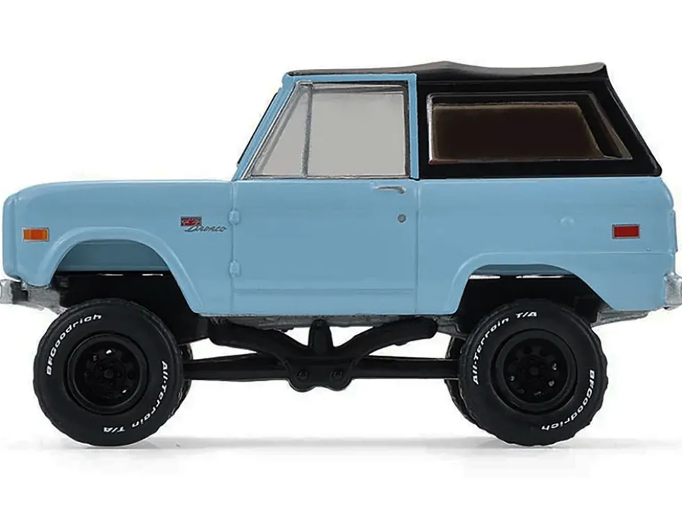 1972 Ford Bronco Custom SUV Light Blue with Black Top "Barrett-Jackson" Series 16 1/64 Diecast Model Car by Greenlight