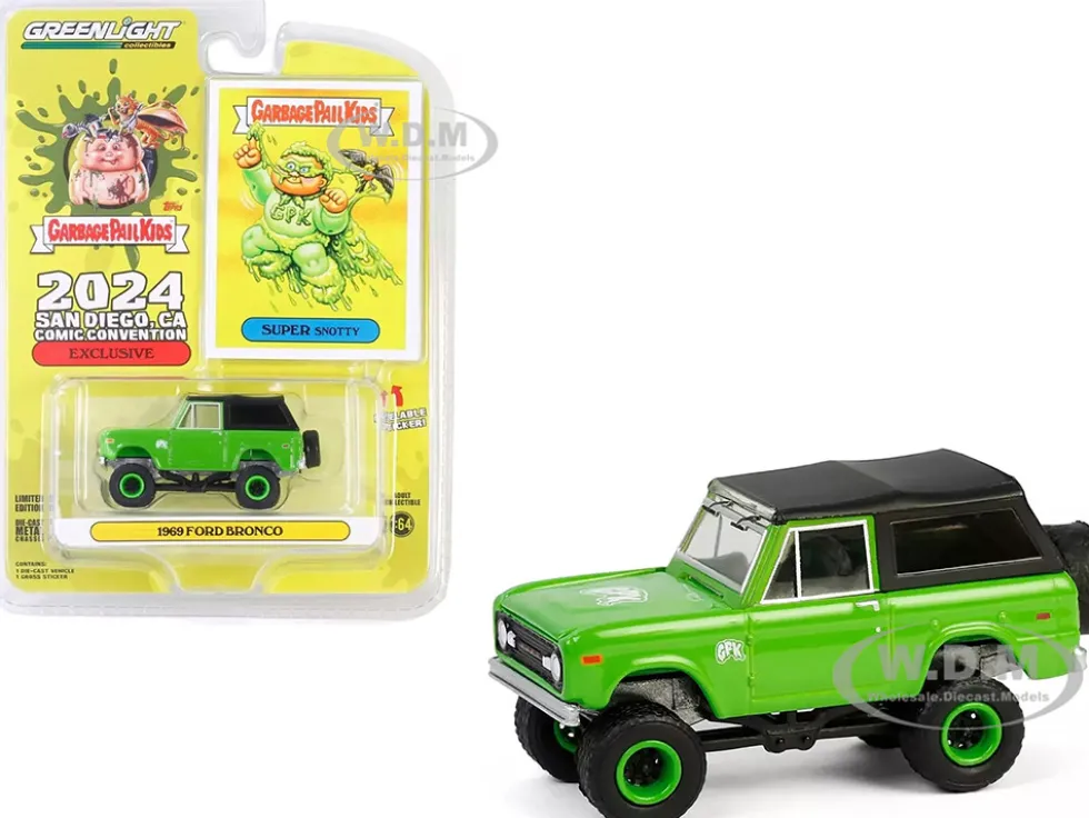 1969 Ford Bronco "Garbage Pail Kids: Super Snotty" Green with Black Top "San Diego Comic-Con 2024 Exclusive" 1/64 Diecast Model Car by Greenlight