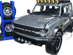 2021 Ford Bronco Gray Metallic KC HiLiTES Extra Wheels Just Trucks Series 1/24 Diecast Model Car Jada 33852