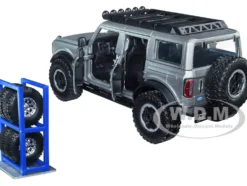 2021 Ford Bronco Gray Metallic KC HiLiTES Extra Wheels Just Trucks Series 1/24 Diecast Model Car Jada 33852