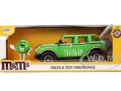 2021 Ford Bronco Green with Black Stripes and Green M&M's Diecast Figure