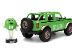 2021 Ford Bronco Green with Black Stripes and Green M&M's Diecast Figure