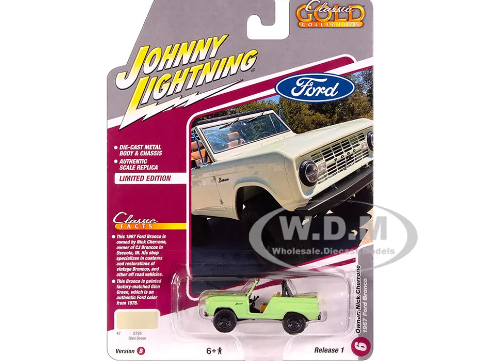 1967 Ford Bronco "Nick Cherrone" Glen Green "Classic Gold Collection" 1/64 Diecast Model Car by Johnny Lightning
