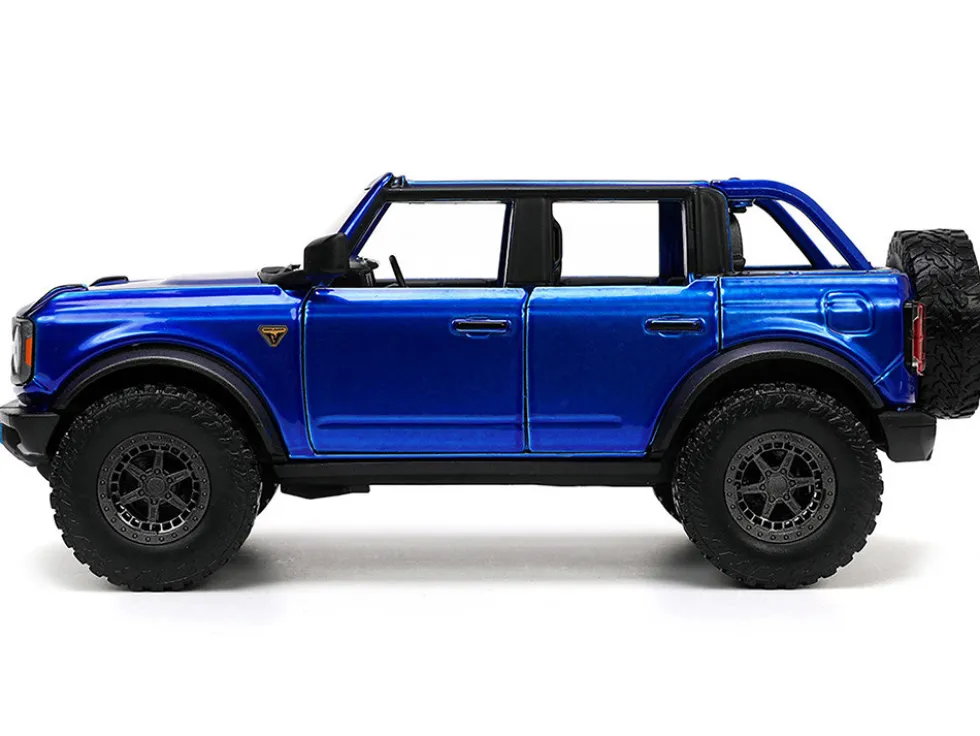 2021 Ford Bronco Open-Top Candy Blue Metallic with Extra Wheels "Just Trucks" Series 1/24 Diecast Model Car by Jada