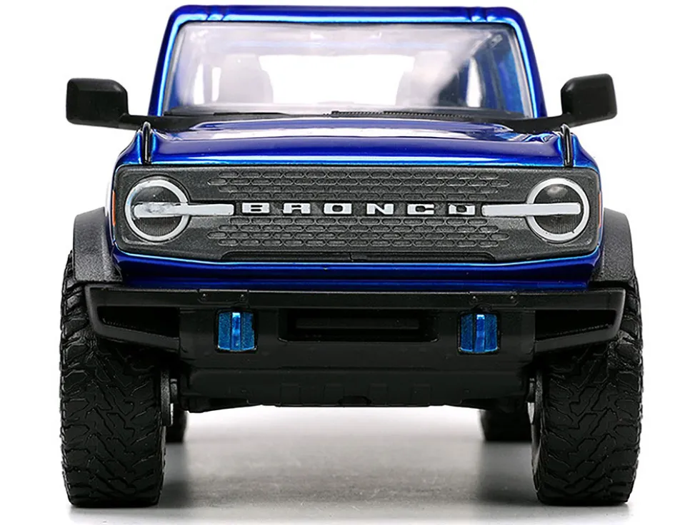 2021 Ford Bronco Open-Top Candy Blue Metallic with Extra Wheels "Just Trucks" Series 1/24 Diecast Model Car by Jada