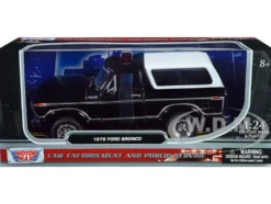 1978 Ford Bronco Police Car Unmarked Black with White Top Law Enforcement and Public Service Series 1/24 Diecast Model Car Motormax 76983bk