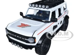 2021 Ford Bronco White Red stripes Roof Rack Yokohama Tires Just Trucks Series 1/24 Diecast Model Car Jada 34286