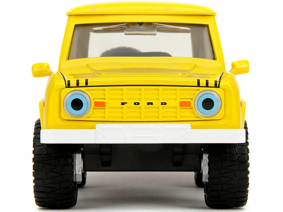 1973 Ford Bronco Yellow with Graphics and SpongeBob SquarePants Diecast Figure "SpongeBob SquarePants" (1999–Current) TV Series "Hollywood Rides" Series 1/24 Diecast Model Car by Jada