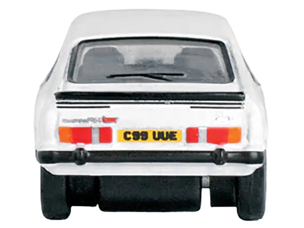 Ford Capri Mk3 RHD (Right Hand Drive) Diamond White with Black Stripes 1/148 (N) Scale Diecast Model Car by Oxford Diecast
