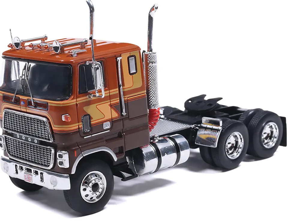 1976 Ford CL 9000 Truck Tractor Brown Two-Tone with Graphics 1/64 Diecast Model by IXO Models