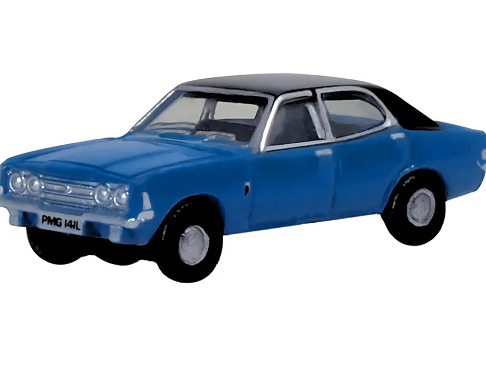 Ford Cortina MKIII RHD (Right Hand Drive) Electric Monza Blue with Black Top 1/148 (N) Scale Diecast Model Car by Oxford Diecast