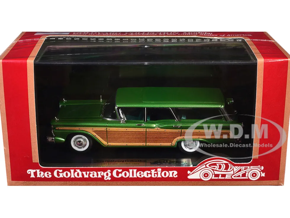 1959 Ford Country Squire Sherwood Green Metallic with Woodgrain Sides and Green Interior Limited Edition to 200 pieces Worldwide 1/43 Model Car by Goldvarg Collection