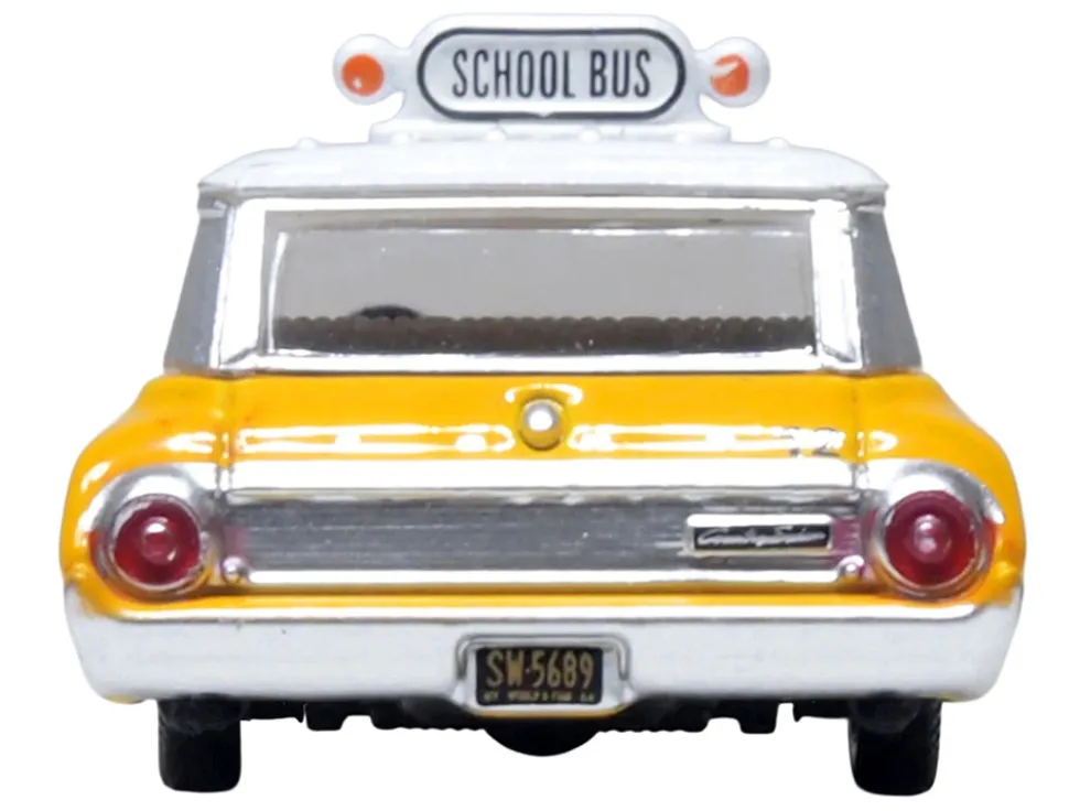 1964 Ford Country Station Wagon "Central School Bus" Yellow with White Top 1/87 (HO) Scale Diecast Model Car by Oxford Diecast