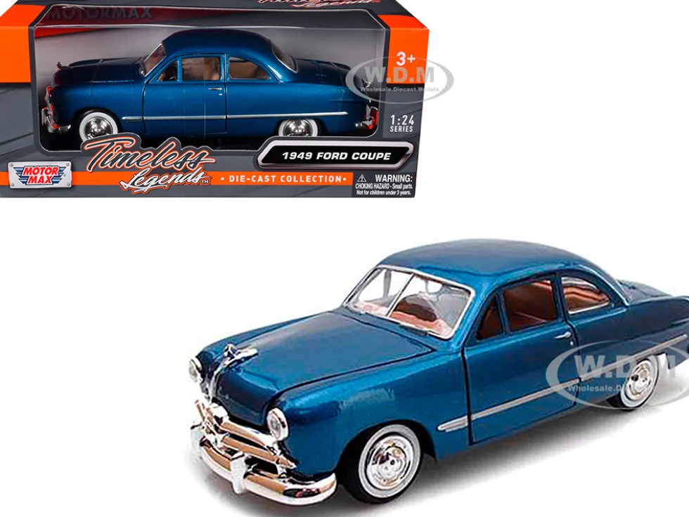 1949 Ford Coupe Blue 1/24 Diecast Model Car Motormax 73213