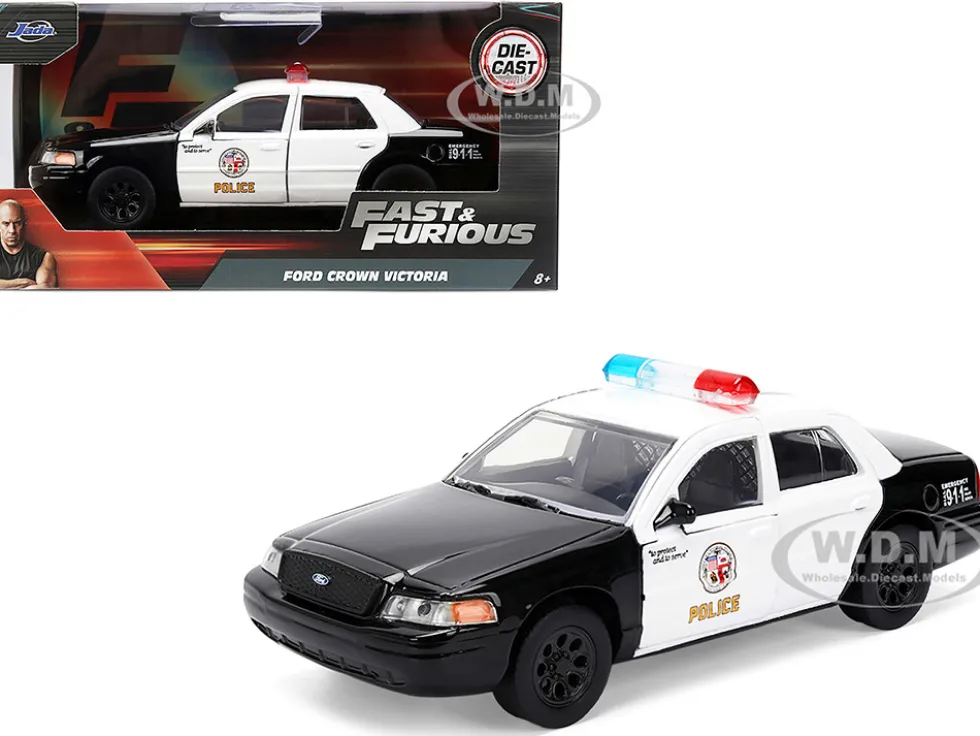 Ford Crown Victoria "LAPD (Los Angeles Police Department) Black and White "The Fast and the Furious" (2001) Movie "Fast & Furious" Series 1/32 Diecast Model Car by Jada
