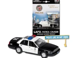 Ford Crown Victoria Police Cruiser Black and White Los Angeles Police Department with Police Sign Diecast Model Daron RT8315
