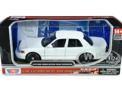 2010 Ford Crown Victoria Police Interceptor Unmarked White Custom Builder's Kit Series 1/24 Diecast Model Car Motormax 76469