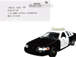 Ford Crown Victoria Police Interceptor Black and White 1/43 Diecast Model Car by Motormax