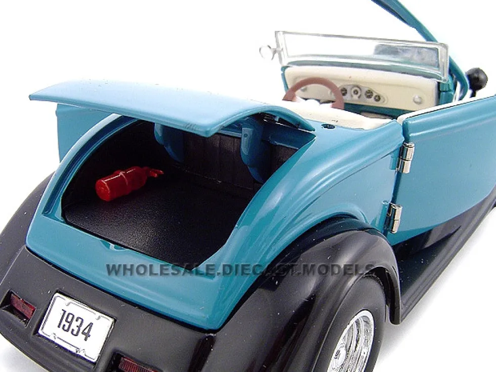1934 Ford Custom Convertible Blue 1/24 Diecast Car Model Unique Replicas 18540