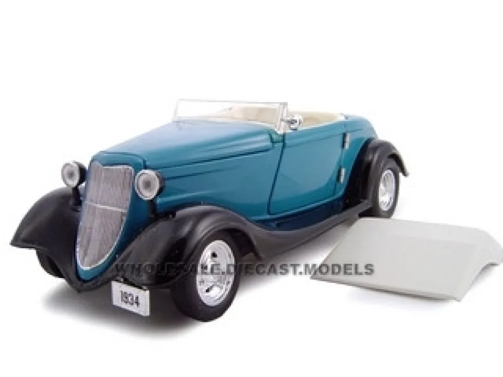 1934 Ford Custom Convertible Blue 1/24 Diecast Car Model Unique Replicas 18540