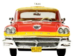 1958 Ford Custom 300 Taxi Cab "Kind Taxi Co." Red and Yellow with Yellow Interior Limited Edition to 200 pieces Worldwide 1/43 Model Car by Goldvarg Collection