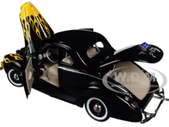 1940 Ford Deluxe Black with Yellow Flames "Timeless Classics" 1/18 Diecast Model Car Motormax 73108