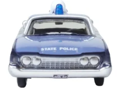1960 Ford Fairlane Sedan "Massachusetts State Police Radar Car" Blue Two-Tone 1/87 (HO) Scale Diecast Model Car by Oxford Diecast