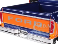 1979 Ford F-150 Custom Pickup Truck Gulf Dark Blue Orange 1/24 Diecast Model Car Motormax 79652