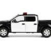2019 Ford F-150 Lariat Crew Cab Pickup Truck Black and White with Flashing Light Bar and Front and Rear Lights and Sounds 1/27 Diecast Model Car by Motormax