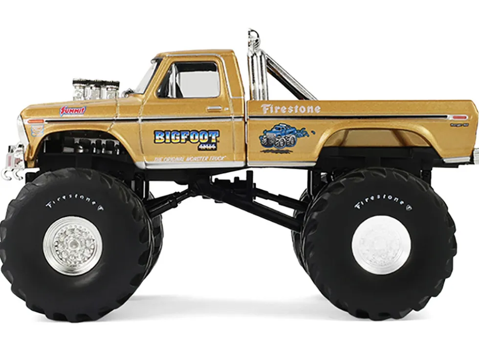 1979 Ford F-250 Monster Truck "Bigfoot #1 50th Anniversary" Gold Metallic "Kings of Crunch" Series 1/43 Diecast Model Car by Greenlight