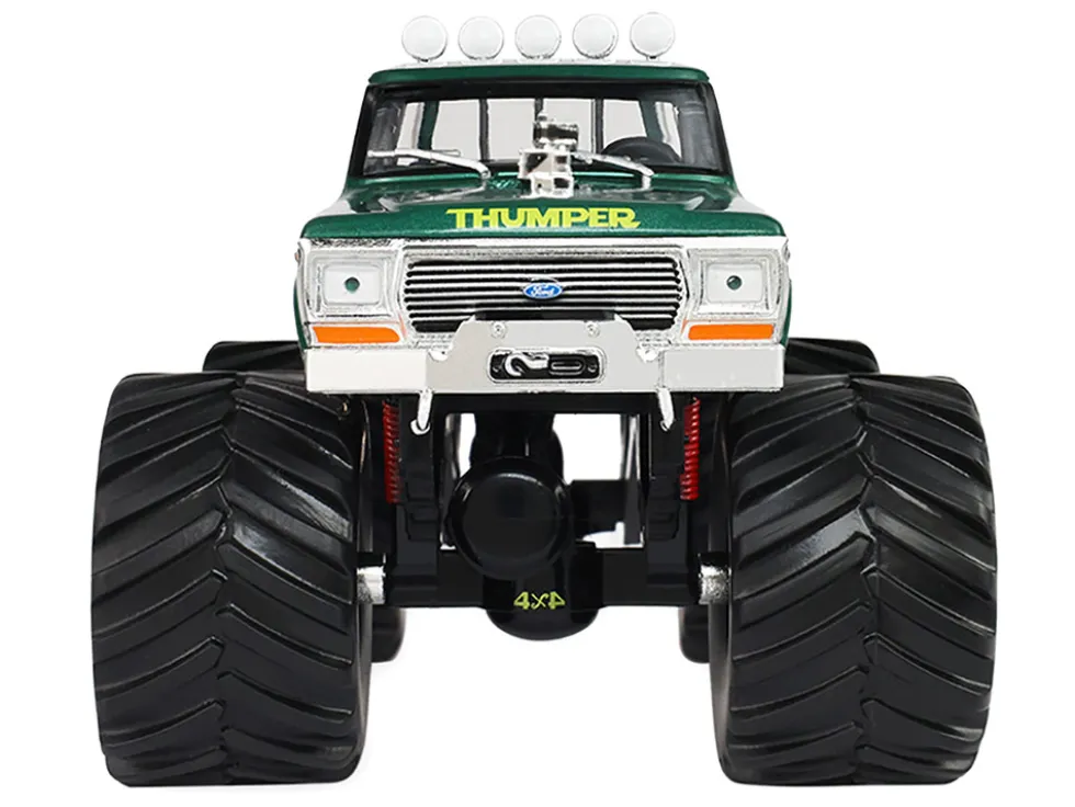 1975 Ford F-250 Monster Truck with 66-Inch Tires "Thumper" Green Metallic "Kings of Crunch" Series 1/43 Diecast Model Car by Greenlight