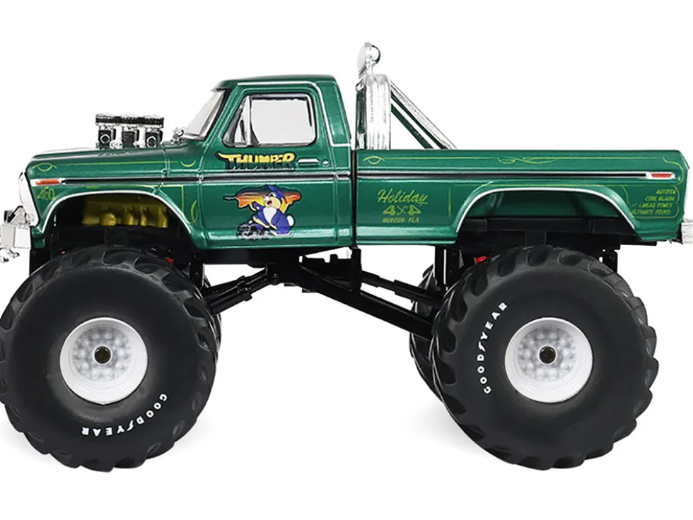 1975 Ford F-250 Monster Truck with 66-Inch Tires "Thumper" Green Metallic "Kings of Crunch" Series 1/43 Diecast Model Car by Greenlight