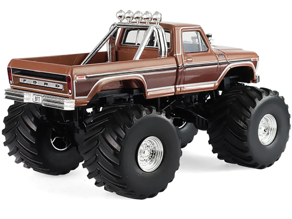 1978 Ford F-350 Monster Truck with 66-Inch Tires "BFT" Brown Two-Tone "Kings of Crunch" Series 1/43 Diecast Model Car by Greenlight