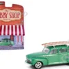 1946 Ford Fordor Super Deluxe Green Metallic with White Interior and Roof Rack with Surfboards "The Hobby Shop" Series 16 1/64 Diecast Model Car by Greenlight