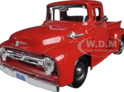 1956 Ford F-100 Pickup Red 1/24 Diecast Model Car Motormax 73235