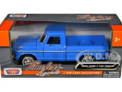 1972 Ford F 100 Pickup Truck Blue Timeless Legends Series 1/24 Diecast Model Car Motormax 79384BL