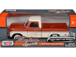 1969 Ford F 100 Pickup Truck Brown Metallic and Cream Timeless Legends 1/24 Diecast Model Car Motormax 79315brcrm