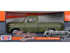 1969 Ford F-100 Pickup Truck Green 1/24 Diecast Car Model Motormax 79315