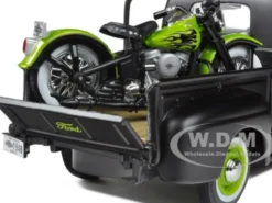 1948 Ford F-1 Pickup Truck Harley Davidson With 1948 FL Panhead Motorcycle Black/Green 1/24 Maisto 32171