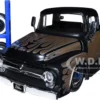 1956 Ford F-100 Pickup Truck Matt Black Champagne with Flames Extra Wheels Just Trucks Series 1/24 Diecast Model Car Jada 34026