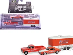 1969 Ford F-250 Pickup Truck Red and 1969 Chevrolet Camaro Z28