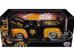 1956 Ford F-100 Pickup Truck "Throttle" Black with Brown Top and Fenders with Graphics Limited Edition to 6250 pieces Worldwide 1/24 Diecast Model Car by M2 Machines