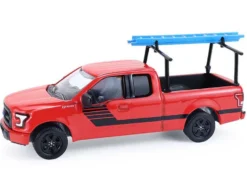 2015 Ford F-150 Pickup Truck with Ladder Rack Red with Black Stripes 