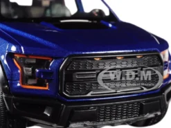 2017 Ford F-150 Raptor Pickup Truck Blue Black Wheels 1/27 Diecast Model Car Motormax 79344
