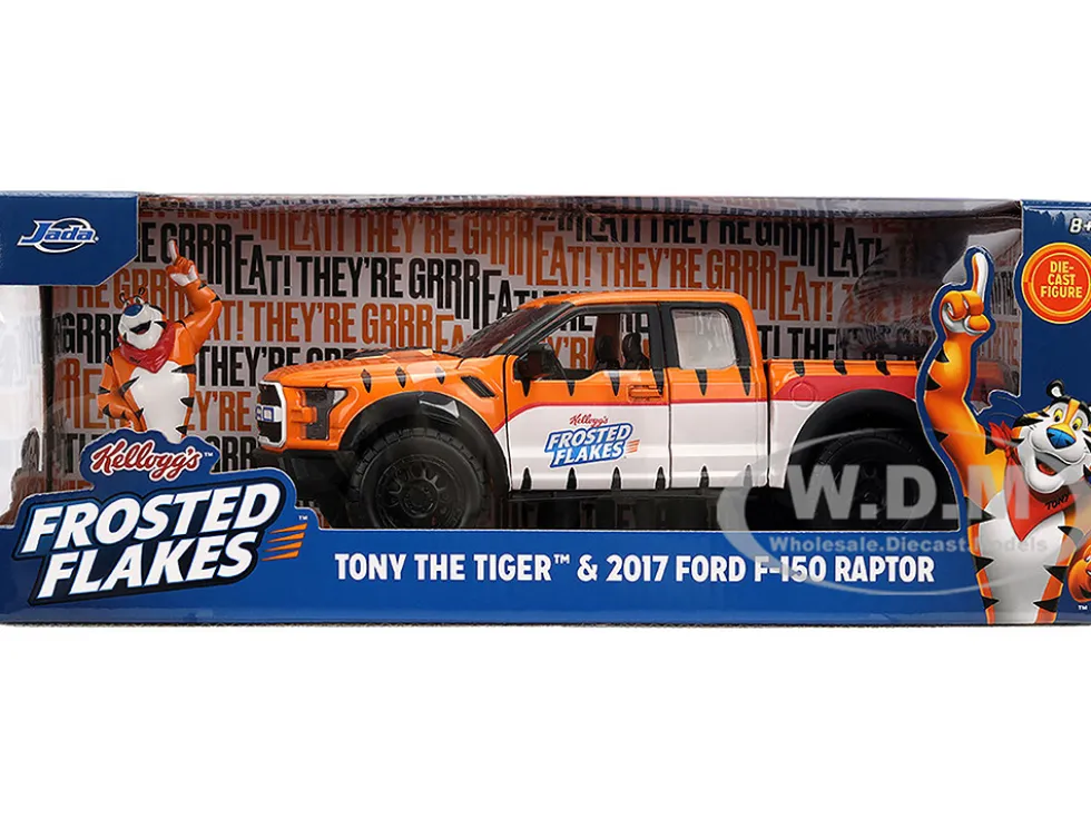 2017 Ford F-150 Raptor Pickup Truck "Frosted Flakes" Orange with Graphics and Tony the Tiger Diecast Figure "Hollywood Rides" Series 1/24 Diecast Model by Jada