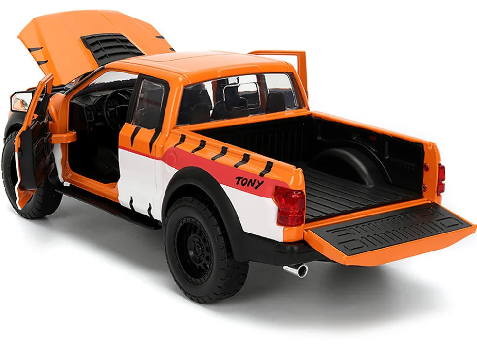 2017 Ford F-150 Raptor Pickup Truck "Frosted Flakes" Orange with Graphics and Tony the Tiger Diecast Figure "Hollywood Rides" Series 1/24 Diecast Model by Jada