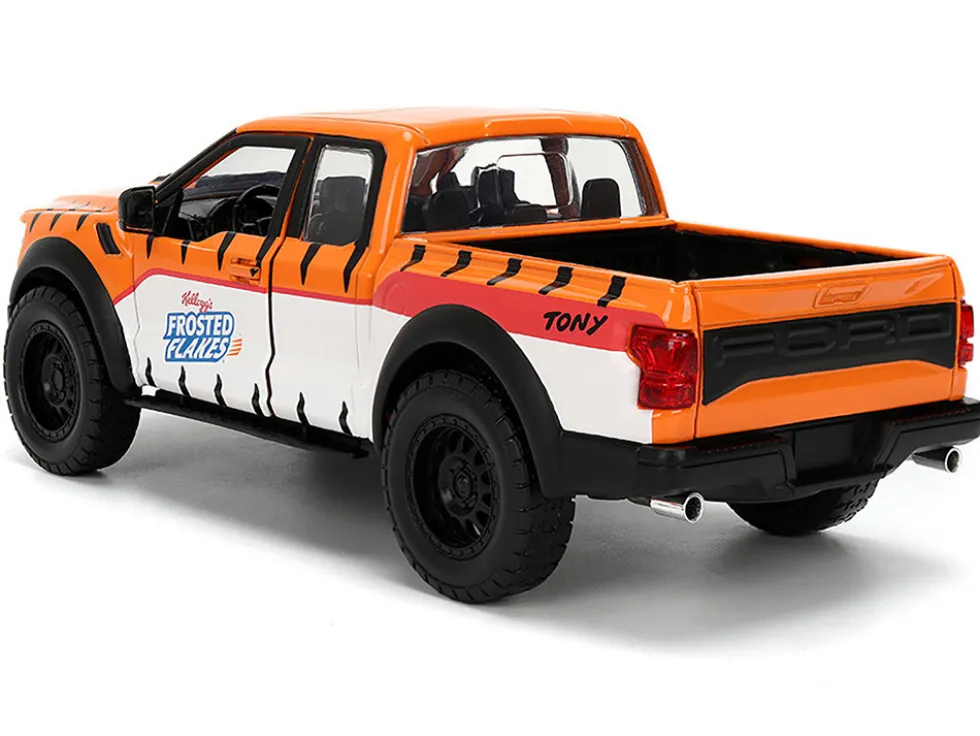 2017 Ford F-150 Raptor Pickup Truck "Frosted Flakes" Orange with Graphics and Tony the Tiger Diecast Figure "Hollywood Rides" Series 1/24 Diecast Model by Jada
