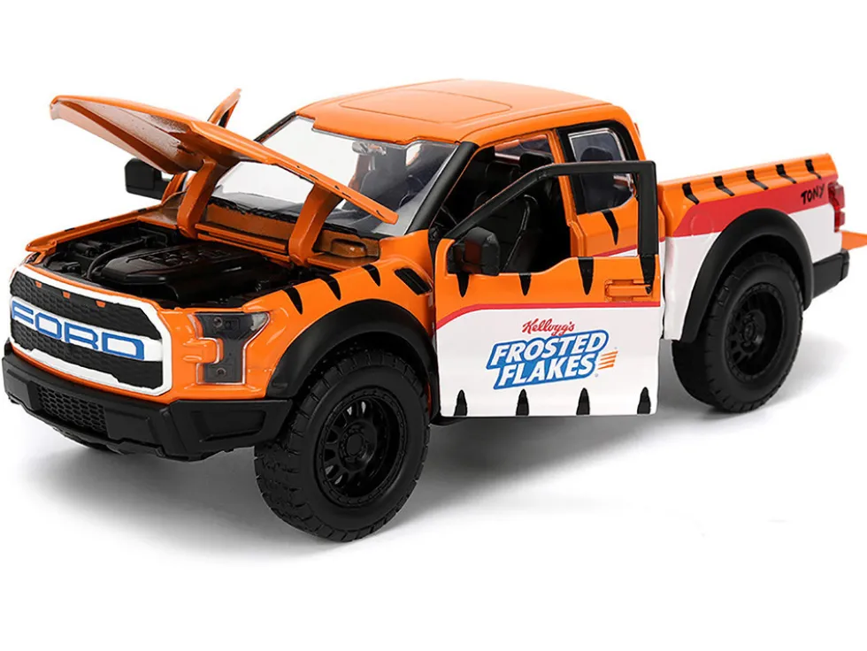 2017 Ford F-150 Raptor Pickup Truck "Frosted Flakes" Orange with Graphics and Tony the Tiger Diecast Figure "Hollywood Rides" Series 1/24 Diecast Model by Jada