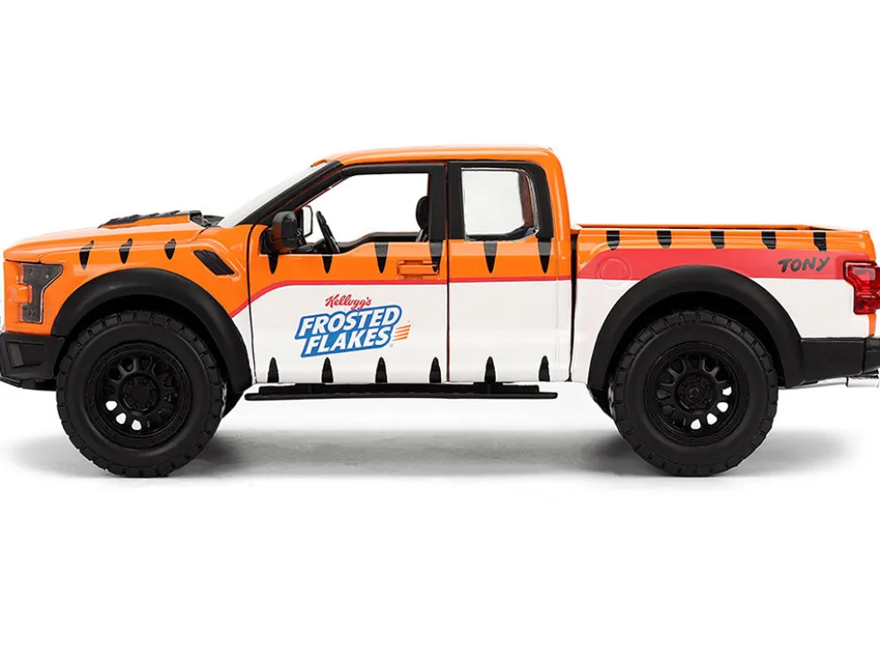 2017 Ford F-150 Raptor Pickup Truck "Frosted Flakes" Orange with Graphics and Tony the Tiger Diecast Figure "Hollywood Rides" Series 1/24 Diecast Model by Jada