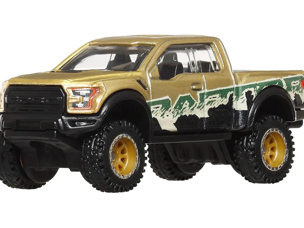 2017 Ford F-150 Raptor Pickup Truck Gold Metallic with Graphics "HW Off Road" Series Diecast Model Car by Hot Wheels